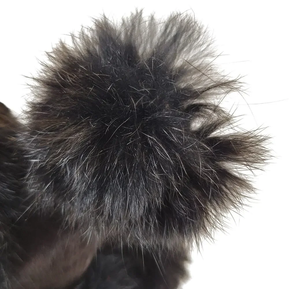 Vintage Black Poodle Dog Figurine Realistic Real Fur 6